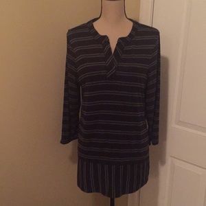 Talbots striped tunic top size L